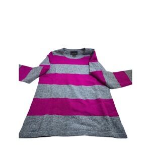 Fenn Wright Manson 100% Cashmere Sweater Gray Magenta Pink Striped Womens Medium